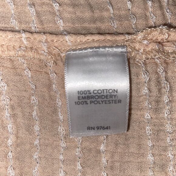 Pure Jill Cotton Short Sleeve Oversized Embroidered Blouse Size Large Peach - Picture 6 of 13